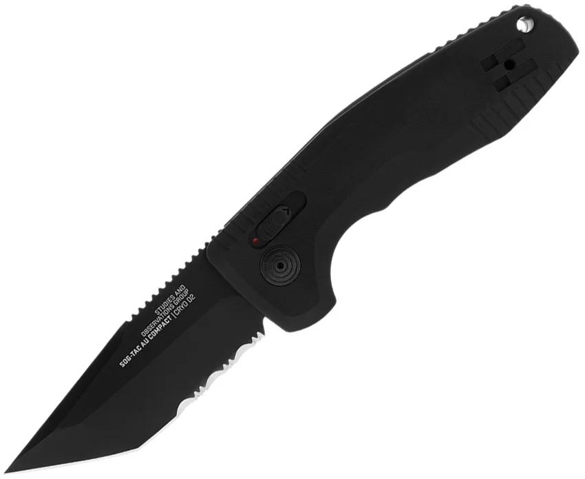 SOG Knives SOG-TAC AU Compact Tanto Automatic Knife Aluminum (2.9" Black Serr)