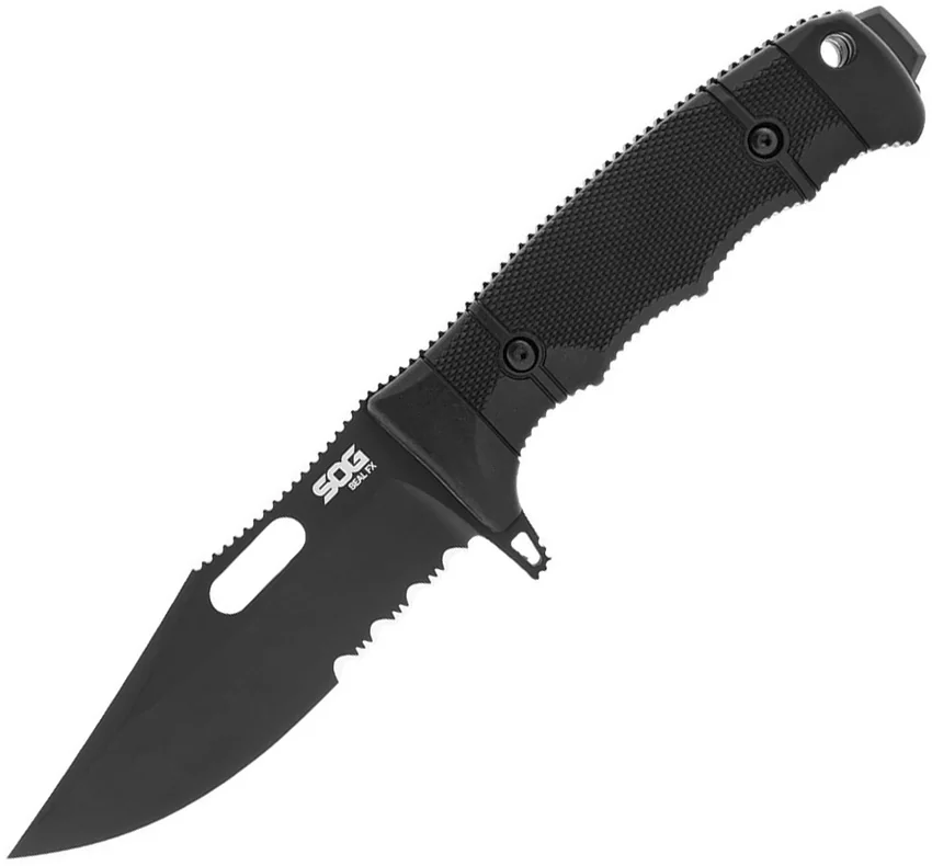SOG Seal FX Fixed Blade Knife Black GRN Clip Point (4.3" Black Serr)