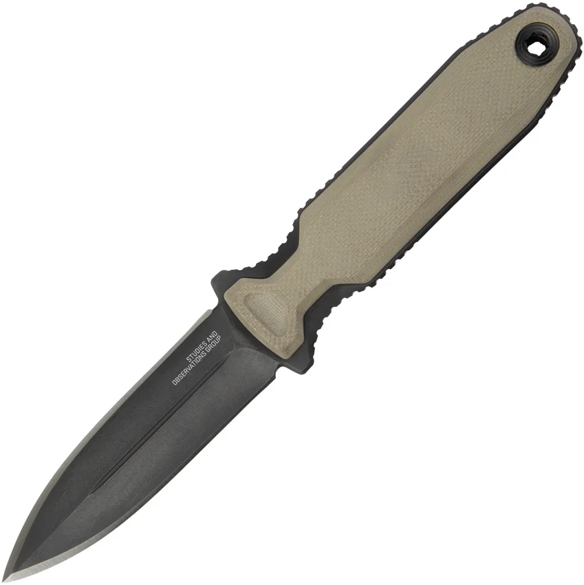 SOG Pentagon FX Covert Fixed Blade Knife Flat Dark Earth (3.5" Black)