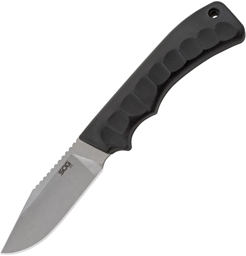 SOG Ace Clip Point Fixed Blade Knife Black Rubber (3.8" Stonewash)