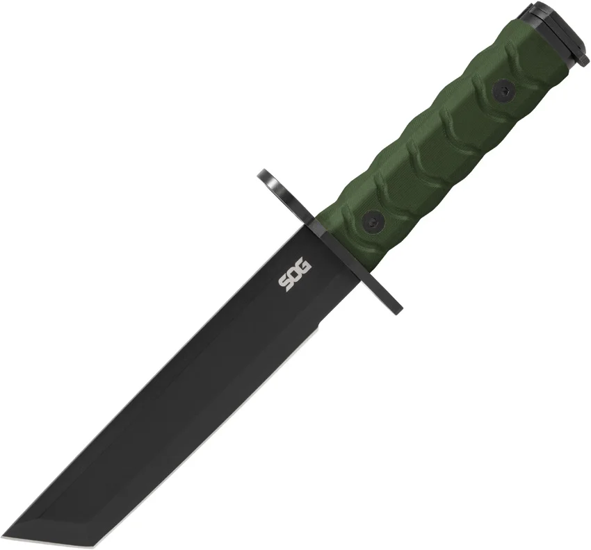 SOG BAR15T Combat Knife Fixed Blade OD Green G-10 (7.125 Black)