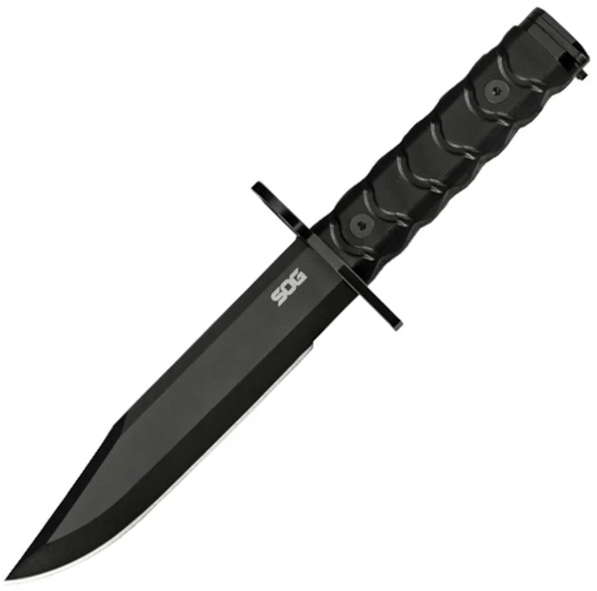 SOG Bayonet Clip Point Fixed Blade Knife G-10 Black (7" Black) BAR15D