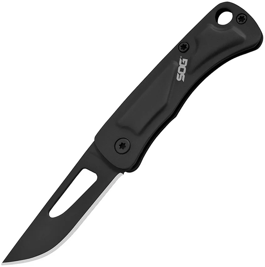 SOG Centi I Slip Joint Keychain Knife Black Stainless Steel (1.4" Black)