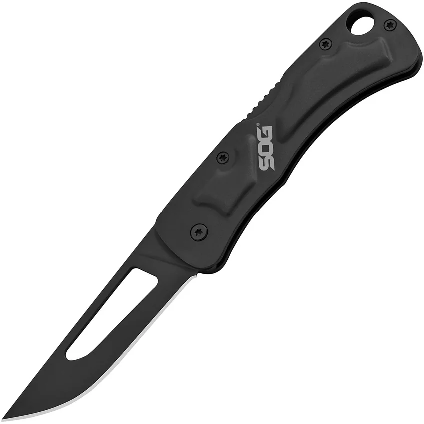 SOG Centi II Lock Back Keychain Knife Black Stainless Steel (2.1" Black)