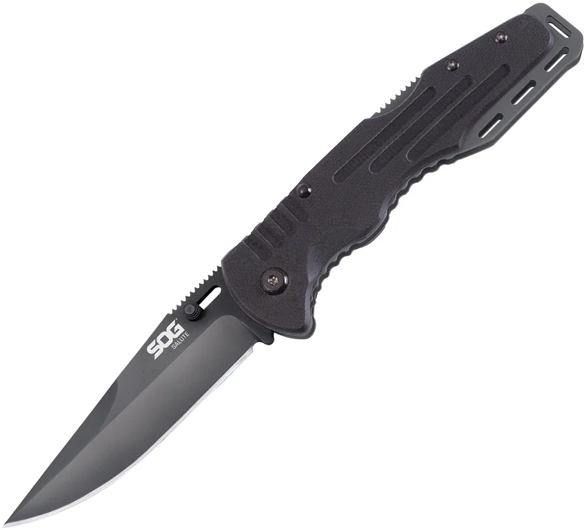 SOG Fusion Salute Lockback Knife (3.625" Black) FF-11