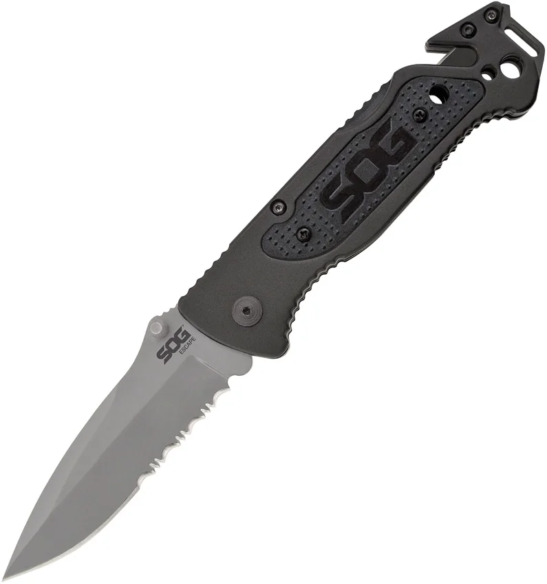 SOG Escape Folding Knife (3.4" Bead Blast Serr) FF-24