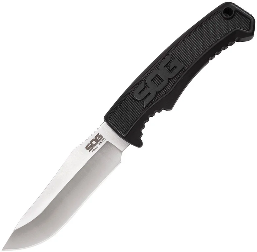 SOG Field Fixed Blade Knife Black Rubber (4" Satin)