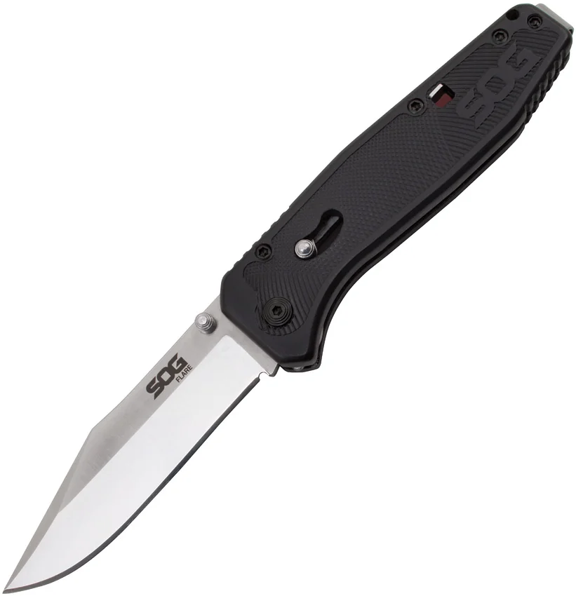 SOG Flare Clip Point Assisted Opening Knife (3.5" Satin) FLA1001-CP