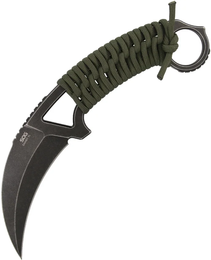 SOG Gambit XL Fixed Blade Karambit Knife Paracord Wrap (4" SW) SOG-GB2001-BX