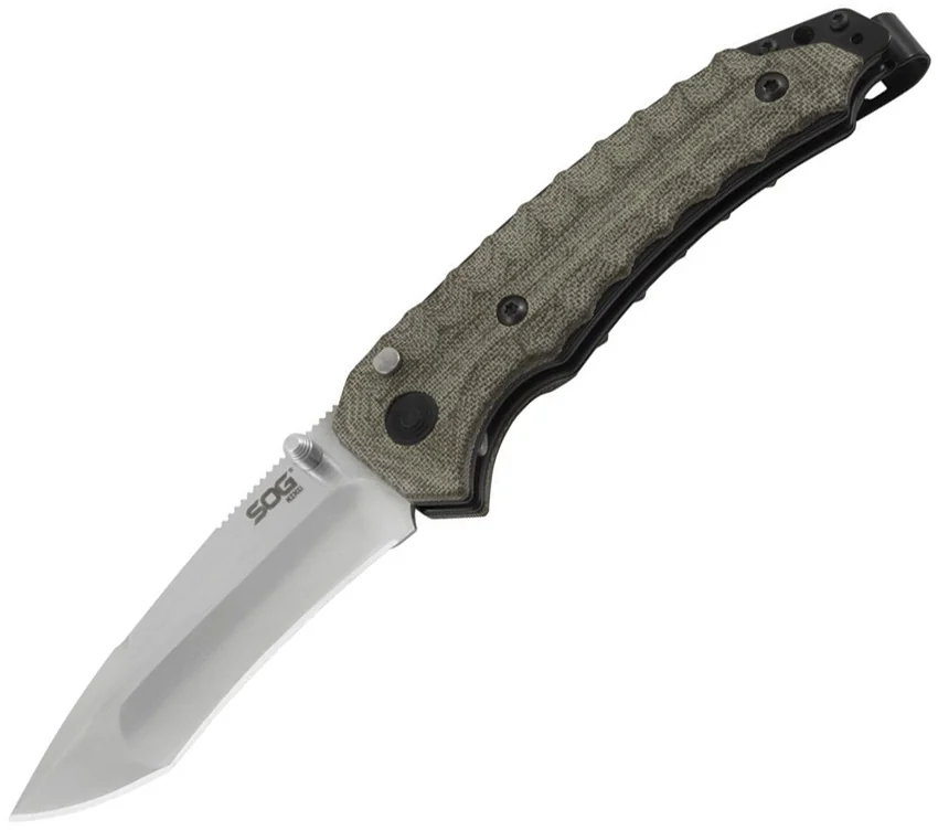 SOG Kiku Spring Assisted Knife Tan Micarta (3.5" Satin) KU-3003