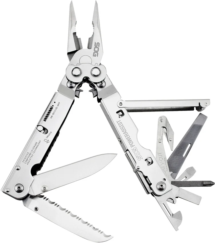 SOG PowerAssist 18-in-1 Multi-Tool w/ Nylon Case (Satin) S66N-CP
