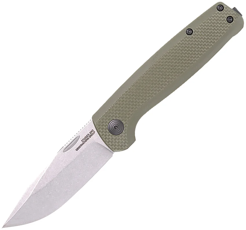 SOG Terminus Slip Joint Knife OD Green G-10 (2.9" Stonewash CRYO D2)