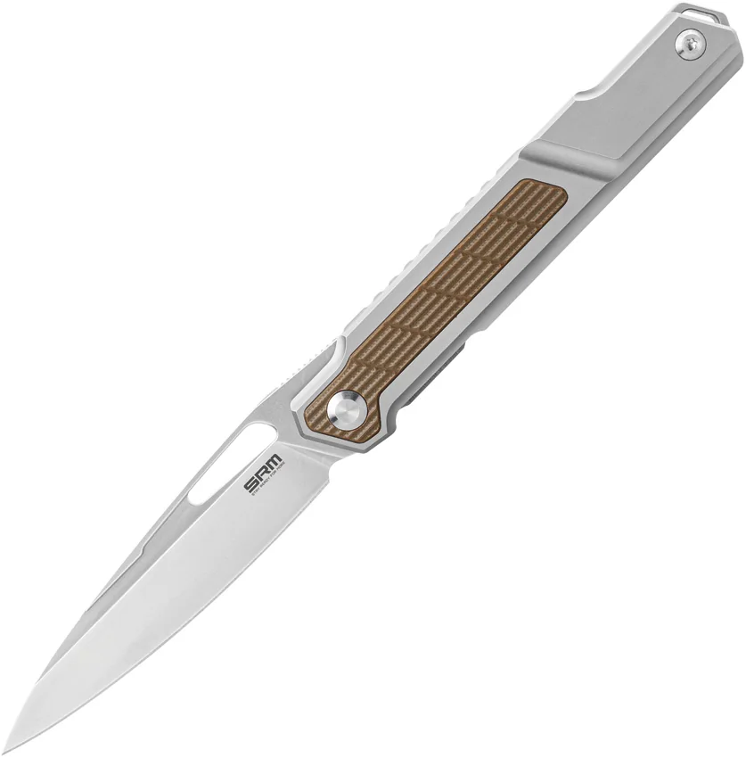 SRM Knives 1421 Fantasy Frame Lock Knife TC4 Titanium/Brown G-10 (3.6" BB)