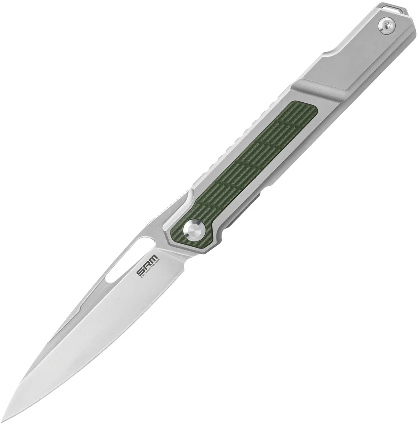 SRM Knives 1421-T Fantasy Frame Lock Knife TC4 Titanium/Green G-10 (3.6" BB)