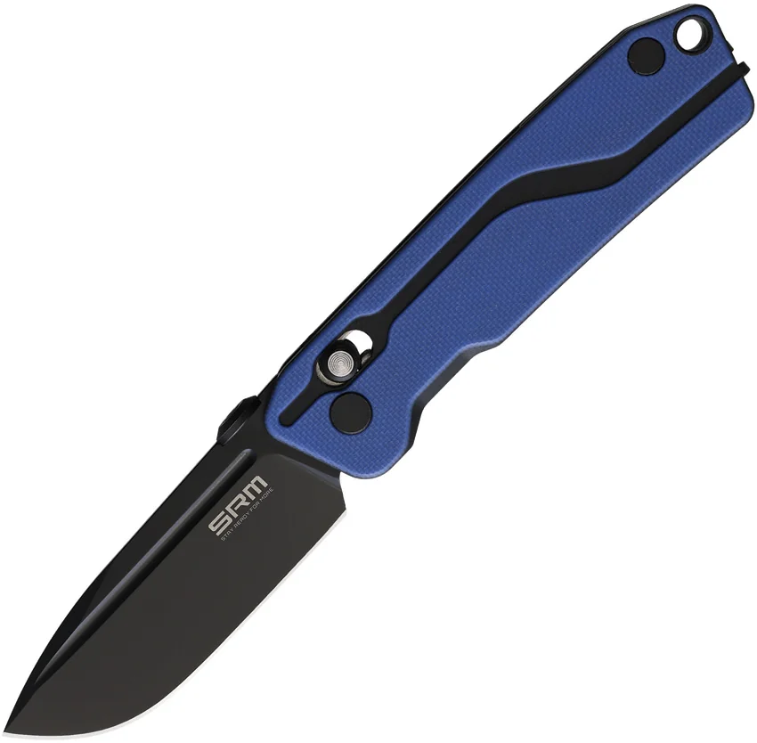 SRM Knives 7228-GI Small Rubik AMBI Lock Knife Blue G-10 (2.75" Black)