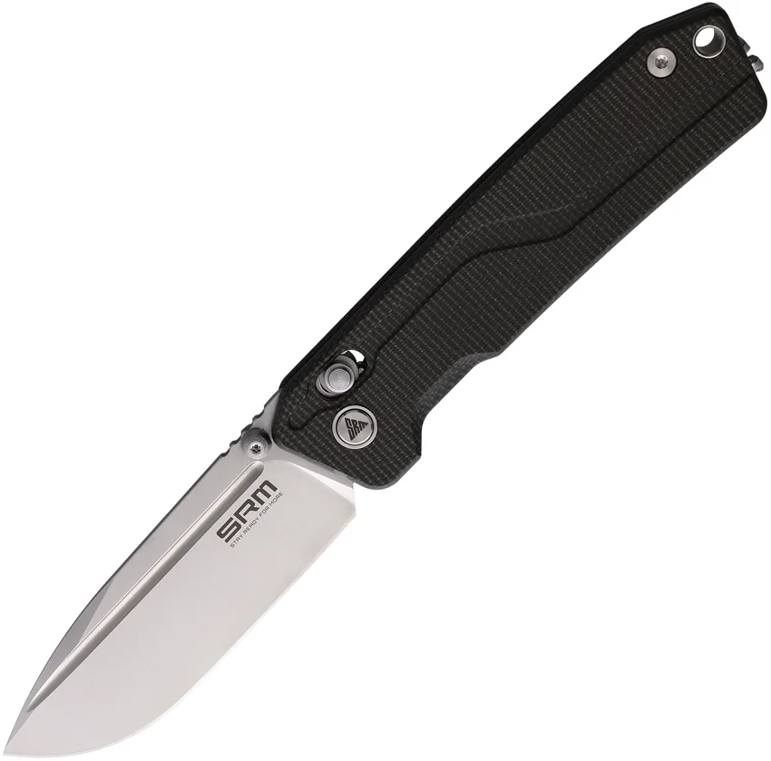 SRM Knives 7228L-MB1 Rubik AMBI Lock Knife Black Micarta (3.6" Satin)