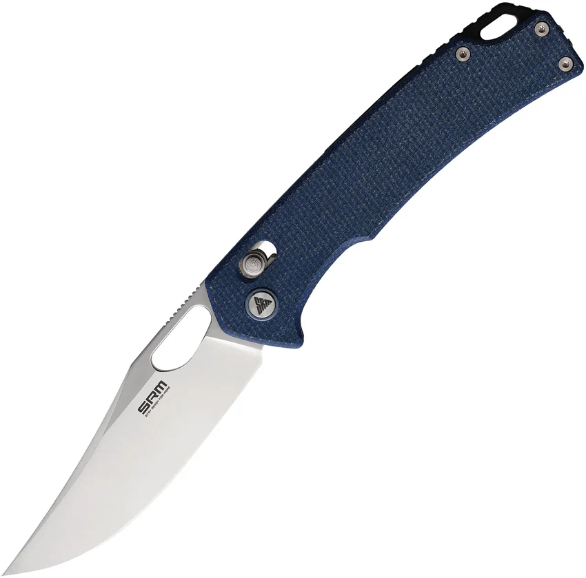 SRM Knives Ambi Lock Knife Blue Micarta (3.5" Satin) 9203-ME