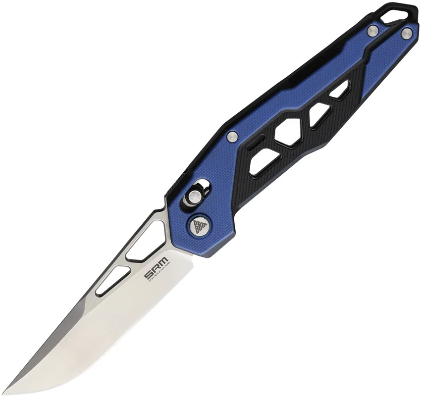 SRM Knives 9225-GI Mecha AMBI Lock Knife Blue G-10 (3.3" Bead Blast)