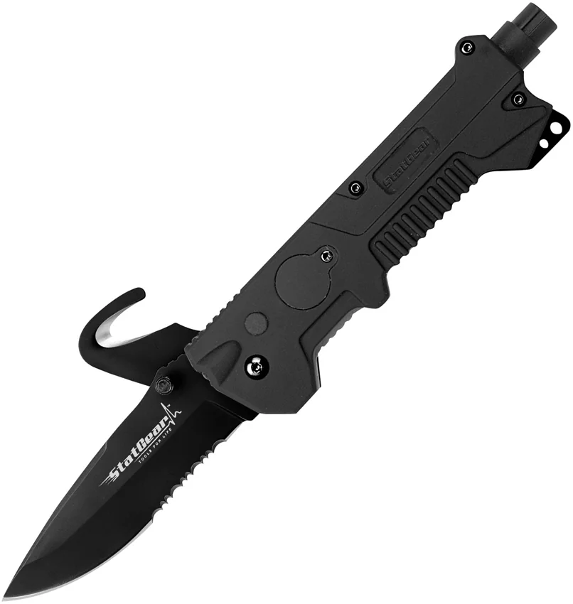 StatGear T3 Tactical Auto Rescue Tool w/ Folding Blade and Strap Cutter
