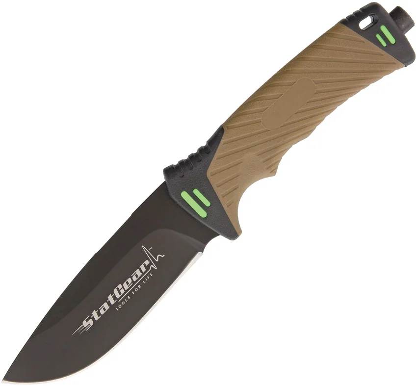 StatGear Surviv-All Survival Fixed Blade Knife Brown Rubber (4.25" Black)