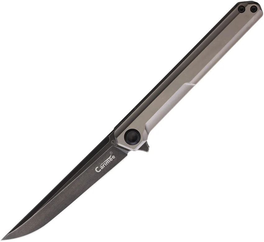 Stedemon Vouking TS06 Frame Lock Knife Gray Titanium (3.75" Black)