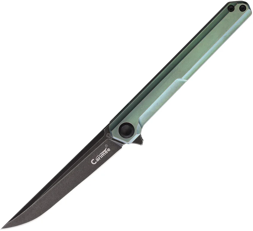 Stedemon Vouking TS06 Frame Lock Knife Green Titanium (3.75" Black)