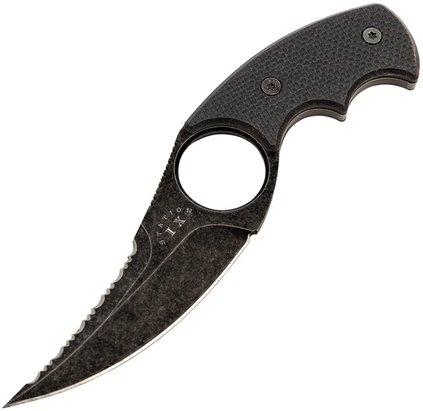 Station IX La Griffe 5 Fixed Blade Knife  Black G-10 (3" Black Stonewash)