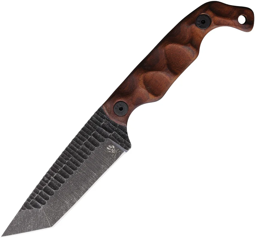 Stroup Knives Bravo 5 Tanto Fixed Blade Knife Wood (3.5" Black Stonewash)