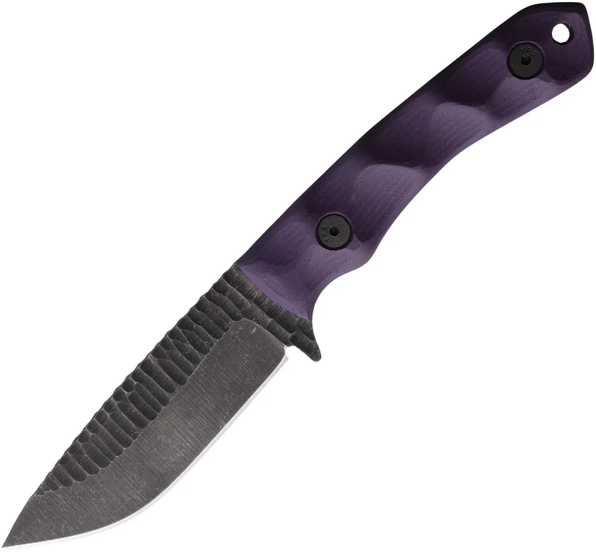 Stroup Knives GP2 Fixed Blade Knife Purple G10 (3.75" Acid Washed)