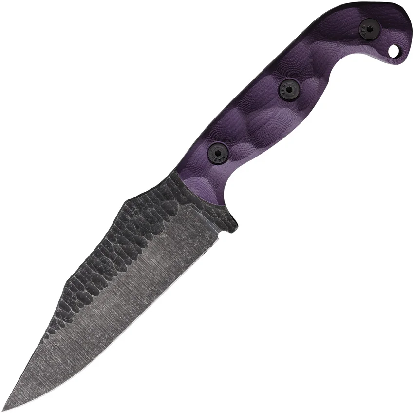 Stroup Knives TU1 Fixed Blade Knife Purple G-10 (4.5" Acid Wash)