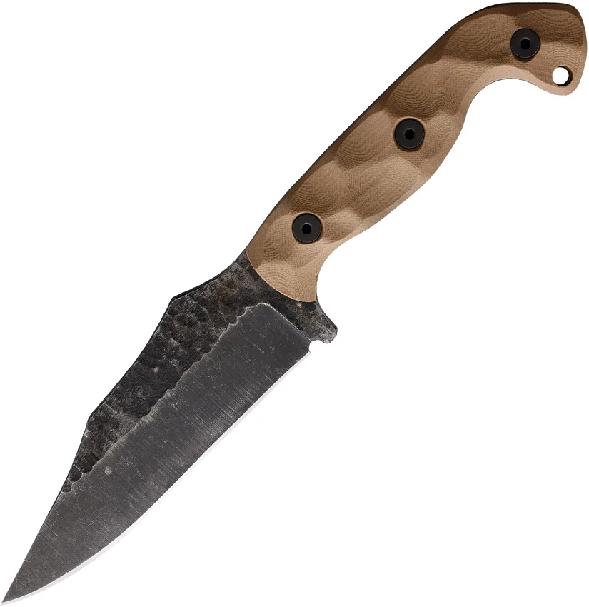 Stroup Knives TU1 Fixed Blade Knife Tan G-10 (4.5" Acid Wash)