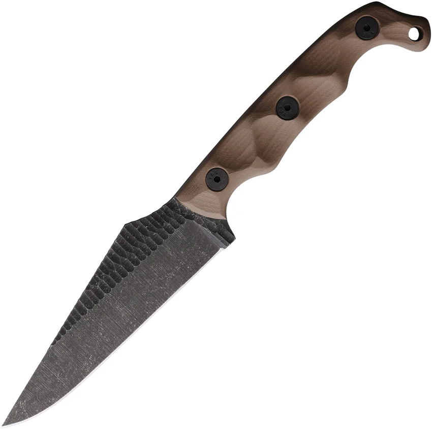 Stroup Knives TU2 Fixed Blade Knife Dark Earth G10 (4.5" Rock Tumbled)