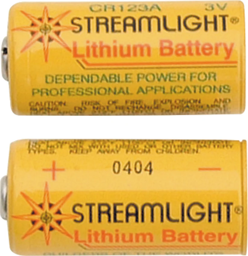 Streamlight Two Replacement Lithium Batteries CR123A 3V