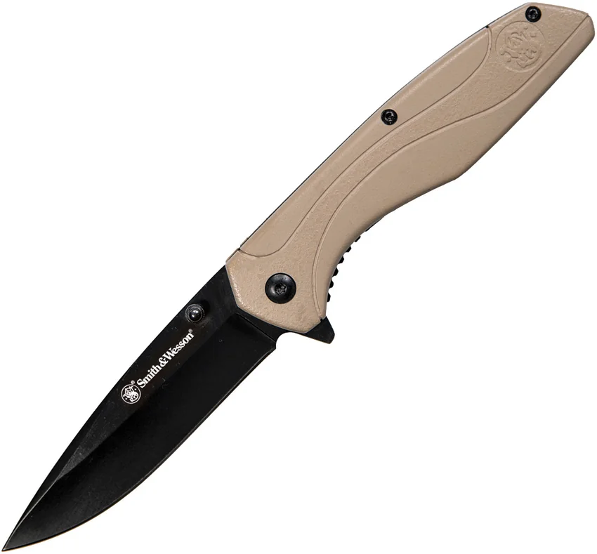 Smith & Wesson Liner Lock Folding Knife Coyote Tan (3.5" Black) 1084312