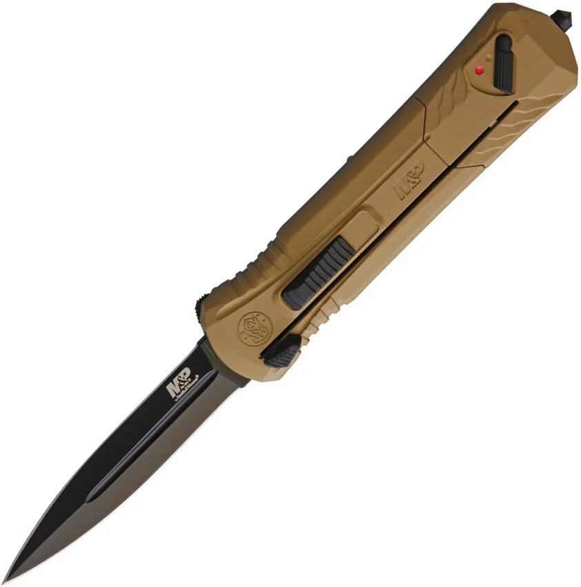 M&P Tan Spring Assisted OTF Knife (3.6" Black) 1092050