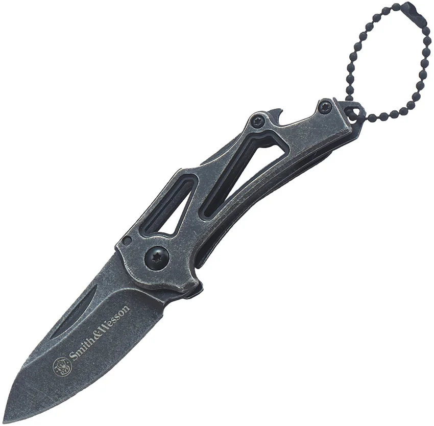 Smith & Wesson Keychain Bottle Opener Knife (2.1" Black SW) 1100064
