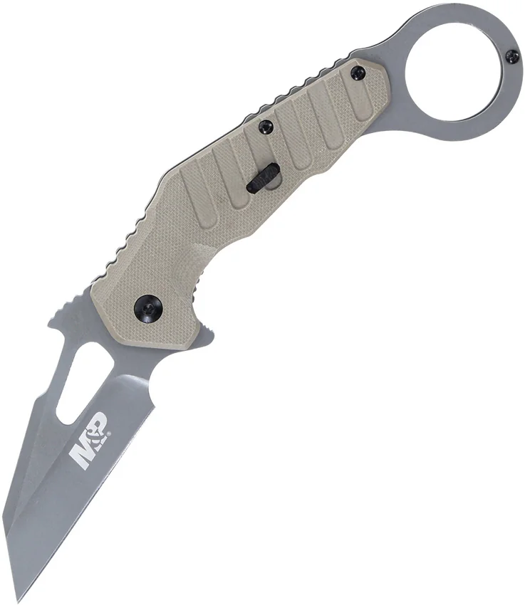 Smith & Wesson M&P Spring Assisted Extreme Ops Karambit Knife FDE G-10 (3" Gray)