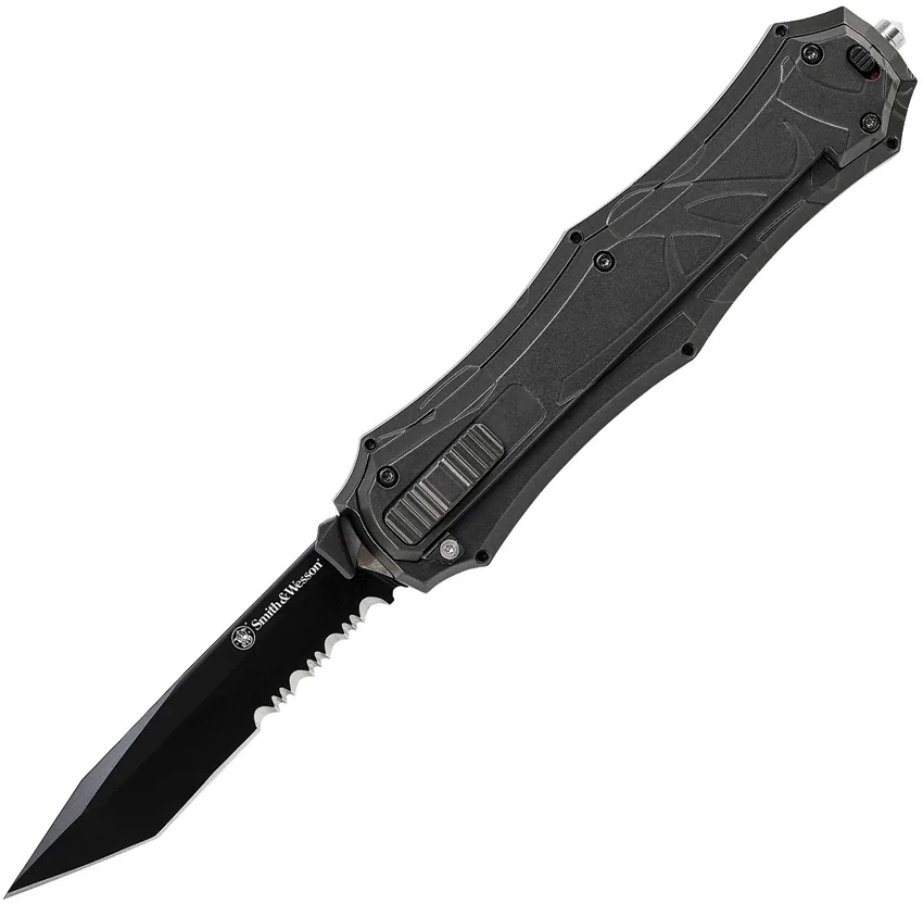 S&W M&P OTF Assist Finger Actuator Tanto Knife (3.2" Black Serr)