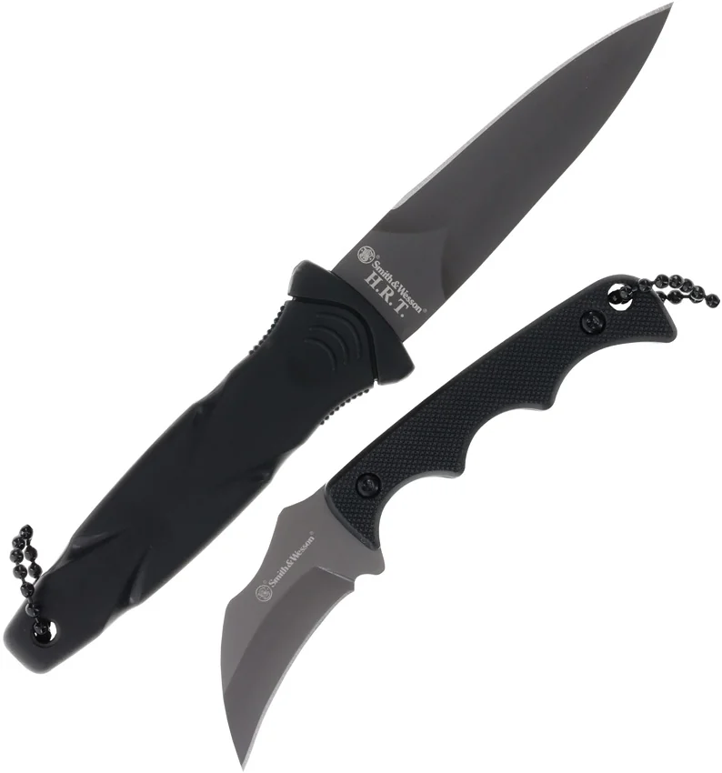 Smith & Wesson Neck and Boot Combo Fixed Blade Knife Black Rubber (3.25" Black)
