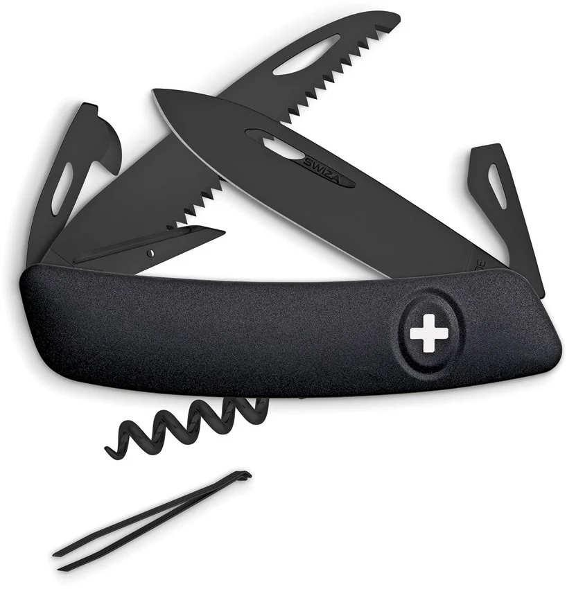 Swiza D05 Button Lock Swiss Pocket Knife Black (2.75" Black)