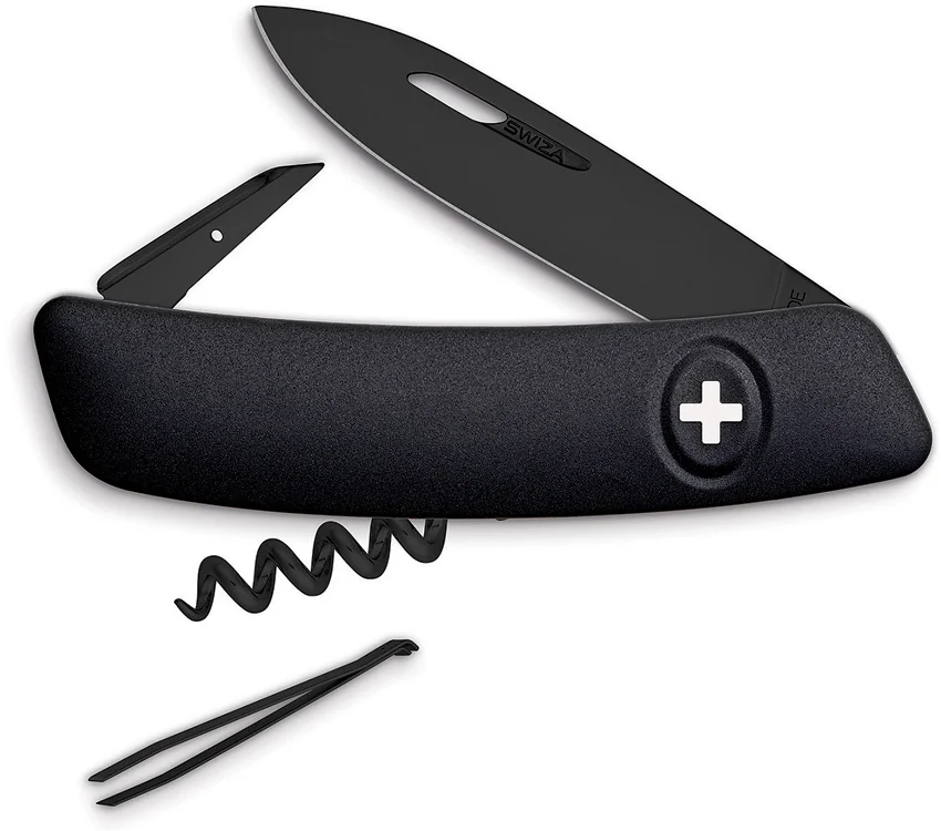 Swiza D01 Button Lock Swiss Pocket Knife Black (2.75" Black)