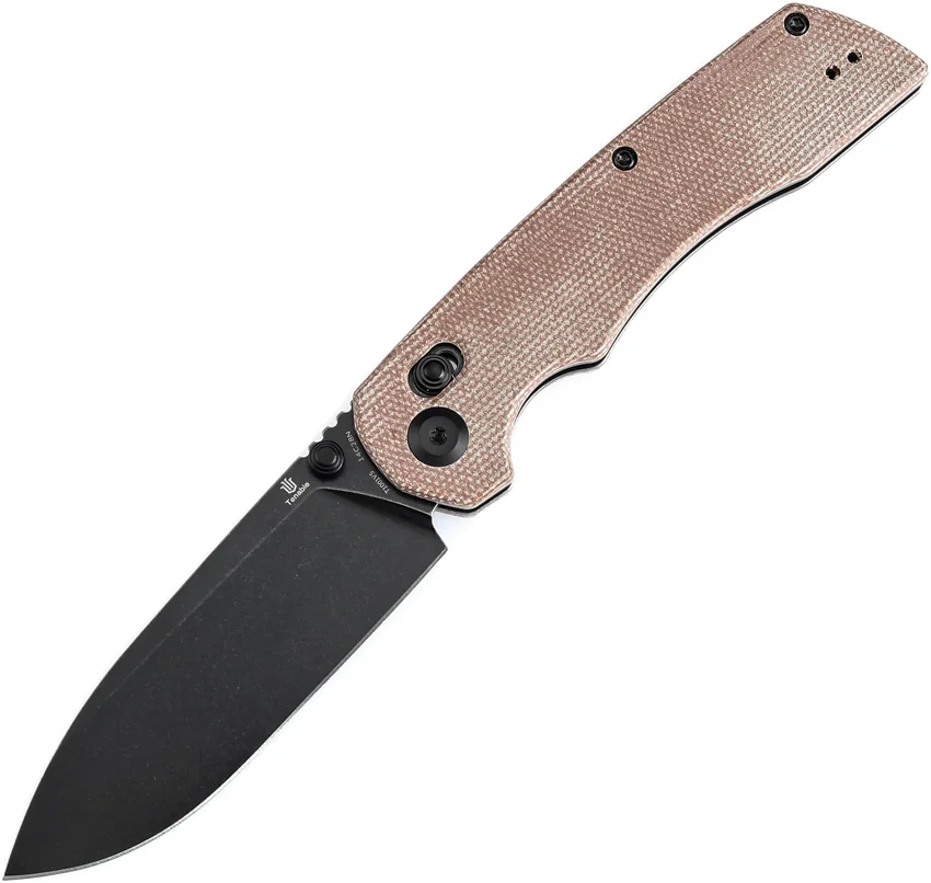Tenable Knives Kryo Crossbar Lock Knife Brown Micarta (3.6" Black SW) T1001V5