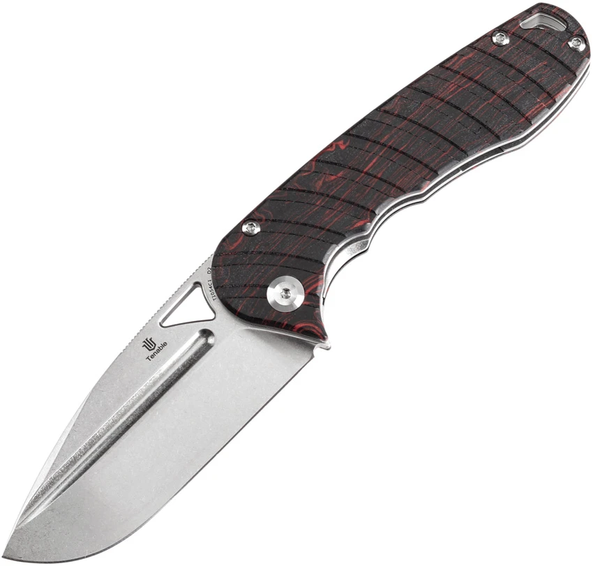 Tenable Knives Bombur Liner Lock Knife Black/Red G-Mascus (3.5" SW) T1054C1