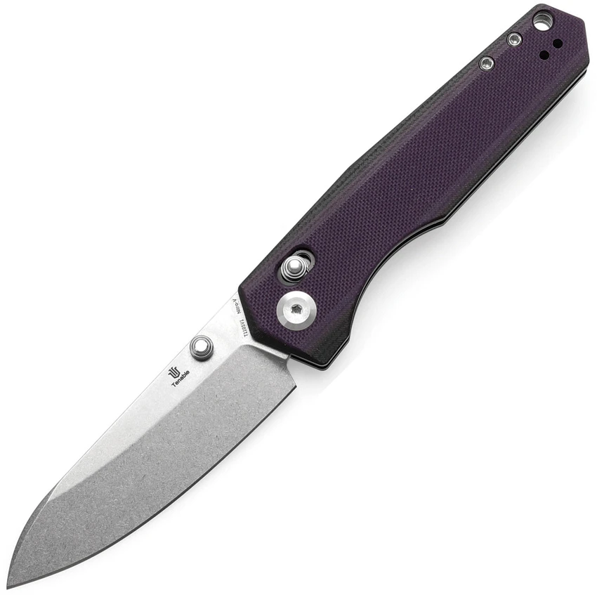 Tenable Knives Beaver Crossbar Lock Knife Black/Purple G-10 (3.4" SW)