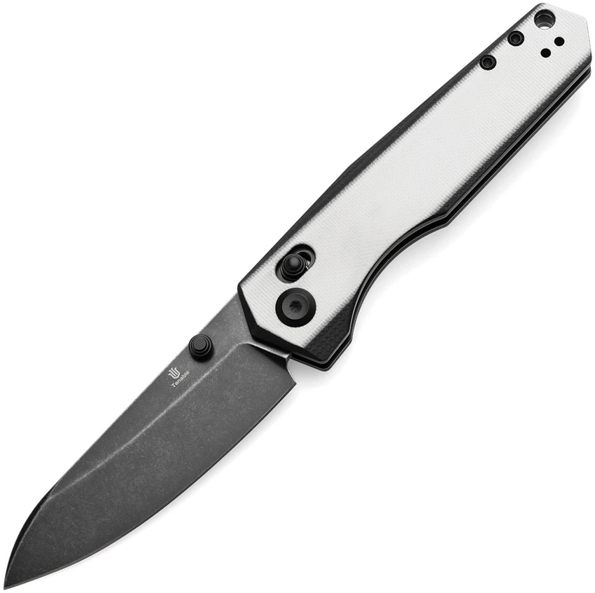 Tenable Knives Beaver Crossbar Lock Knife Black/White G-10 (3.4" Black SW)