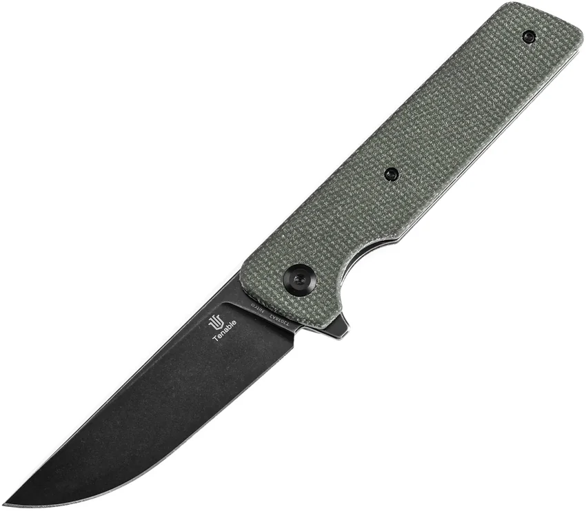 Tenable Knives Anomaly Liner Lock Knife Green Micarta (3.1" Black SW) T2038A2