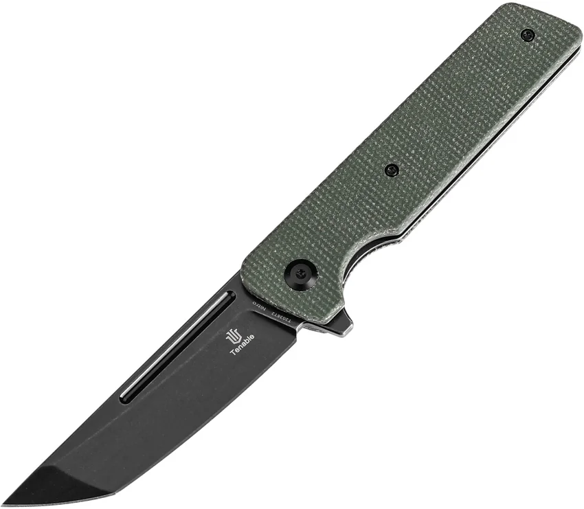 Tenable Knives Anomaly Tanto Liner Lock Knife Green Micarta (3.1" Black SW)