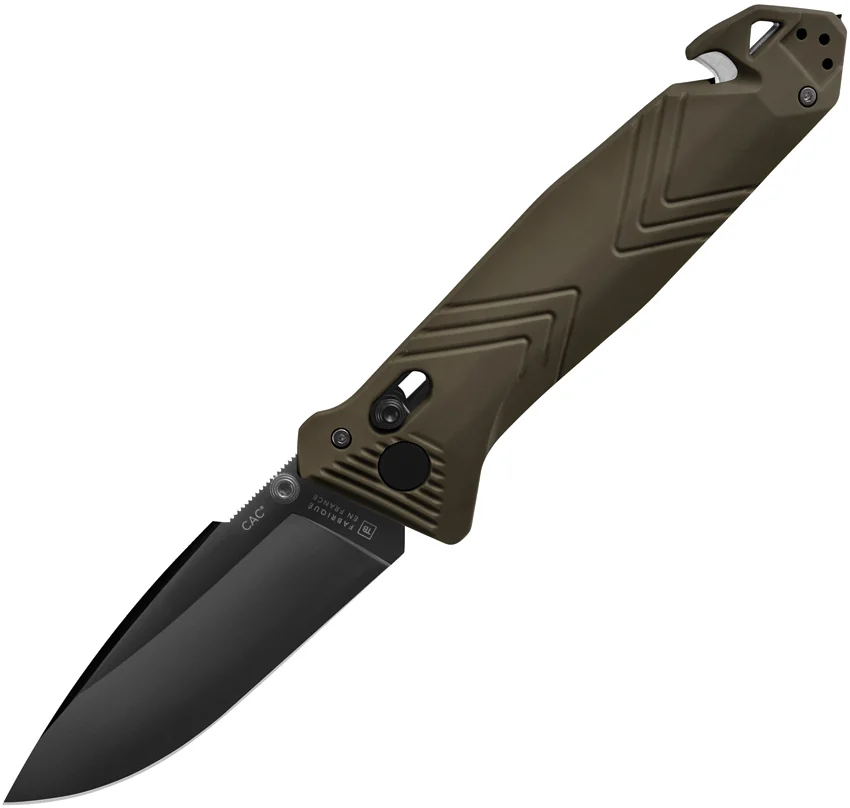 TB Outdoor CAC  Vengeur Bar Lock Knife w/ Breaker OD Green (3.7" Black )