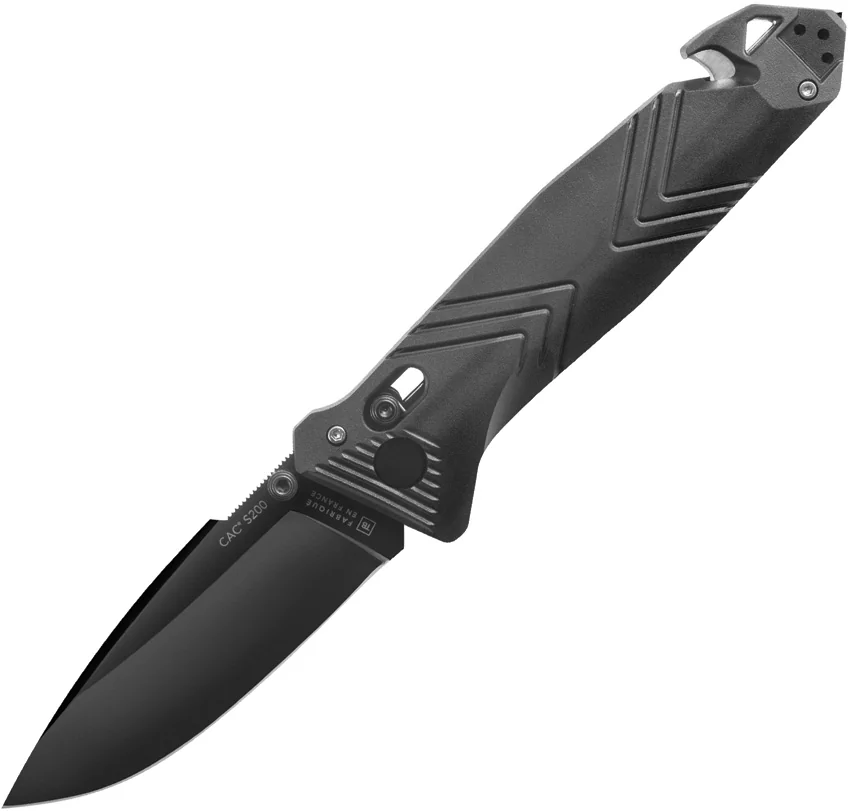 TB Outdoor CAC  Vengeur Bar Lock Knife w/ Breaker Black (3.7" Black )
