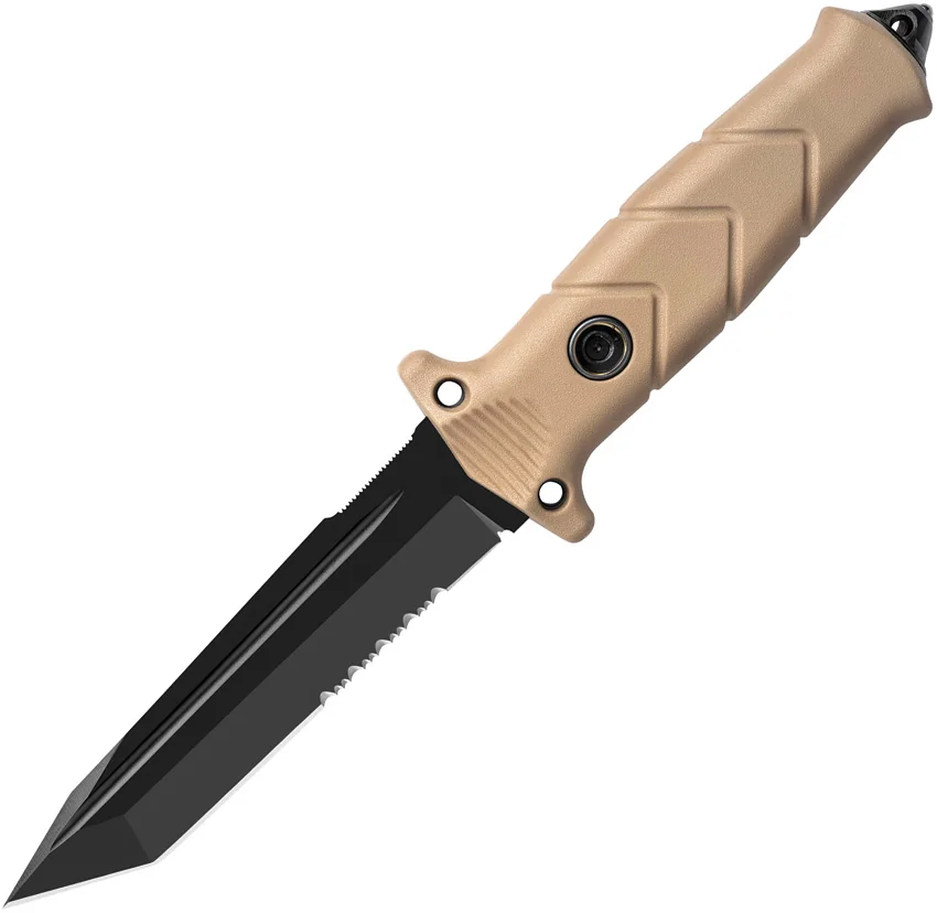 TB Outdoor Vengeur Survival Tanto Fixed Blade Knife Tan Polymer (5" Black)